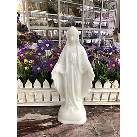 Tượng Công Giáo Đức Mẹ Maria đá cẩm thạch trắng - Cao 25 cm