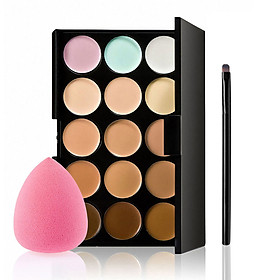 15 Colors Camouflage Concealer Palette Professional Contour Eyeshadow Face Cream Makeup Foundation Kit with Sponge Puff