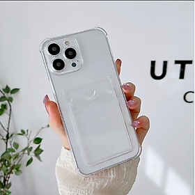 Ốp Lưng Cài thẻ Cho iPhone 14 Pro Max, 14 Pro, 13 pro Max, 13 Pro, 12 Pro Max, 12 Pro, 11 Pro Max, Xs Max, 7 Plus Trong suốt, bảo vệ camera, cài thẻ tiện lợi