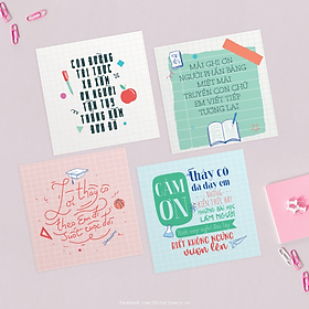 Thiệp tri ân thầy cô cảm ơn giáo viên mừng ngày nhà giáo 20/11 SDstationery GHI ÂN hiện đại thông điệp ý nghĩa 12x12cm