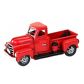 Xe tải đồ chơi bằng kim loại để trang trí, làm quà tặng phong cách cổ điển-Màu đỏ