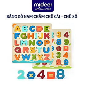 Bảng ghép hình chữ cái, số , đồ vật và thức ăn nam châm Mideer wooden peg puzzles