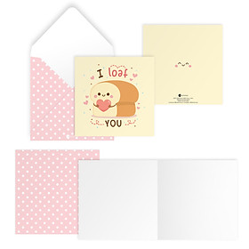Thiệp tình yêu Valentine I LOAF YOU vuông 12cm SDstationery CONFECTION bánh sandwich