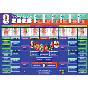 (Kèm ống gỗ vận chuyển) LỊCH THI ĐẤU WORLD CUP 2026 – THEO GIỜ VIỆT NAM - Khổ 60 x 80 cm – TH Books