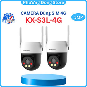 Camera KBVISION KX-S3L-4G dùng SIM 4G quay quét 3MP, đèn kép 30m, báo động đèn/còi, đàm thoại 2 chiều - Hàng chính hãng