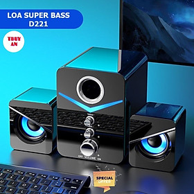 Loa vi tính để bàn MC D221 SUPER BASS cực đã, có LED, dòng loa máy tính cao cấp cho laptop, pc, điện thoại