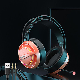 PC Gaming Headset with Microphone 7.1 Surround Sound Wired Over Ear USB Computer Gaming Headset Headphone with Detachable Mic and LED Light for Laptop