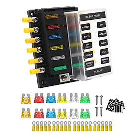12 Way Fuse Block Blade Fuse Box with Negative Bus, Waterproof Protection Cover for 12V/24V/32V Automotive Car Truck Boat Marine