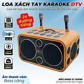 Loa Xách Tay DVT 24 Đường Tiếng Kraoke, Công Suất Cực Đại Siêu Trầm 700W Mã Lực Bass Cực Mạnh ,25 Loa 2 Bass 25cm Siêu Trầm, Âm Thanh Sáng Ấm, Bluetooth 5.0, AUX, USB, Bộ Xử Lý DSP Echo, Delay, Rever Bọc Da Sang Trọng Hàng nhập khẩu