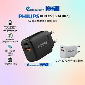 Mua Củ sạc nhanh Philips 2 cổng sạc DLP4327CB/74 - DLP4327CW/74 - Hàng Chính hãng