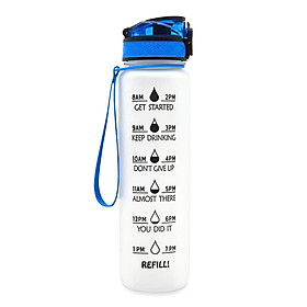 Bình nước thể thao 1.5L với công cụ đánh dấu thời gian uống nước-Màu trắng
