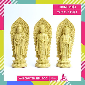 Mua Bộ 3 Tượng Tam Thế Phật Tây Phương Tam Thánh đứng vàng đất - Cao 18cm