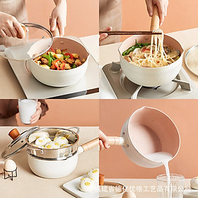 Mua Chảo Chống Dính Caramic Đáy Lòng Sâu Size 18cm Tay Cầm Cán Gỗ