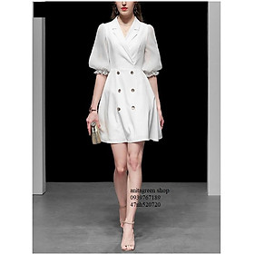 Nh520720-ĐẦM VEST ĐÍNH NÚT TAY PHỒNG LỬNG