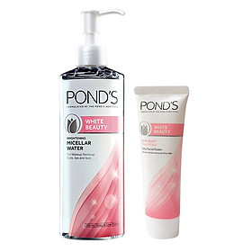 Combo Pond's Sữa Rửa Mặt Trắng Hồng Rạng Rỡ (100g) & Nước Tẩy Trang Làm Sáng Da (235ml)