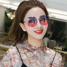 Kính râm nữ không viền nữ phiên bản Hàn Quốc là kính mỏng UV bảo vệ -Kính mắt nữ hình đa giác K02