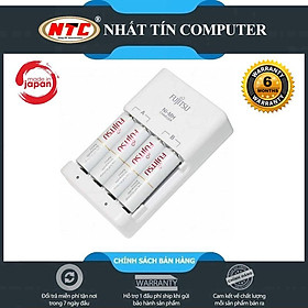 Mua Bộ box sạc kèm 4 pin AA Fujitsu HR-3UTC 1900mAh hàng nội địa box Nhật - made in JAPAN (trắng)