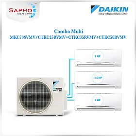 Hệ Thống Máy Lạnh Multi S Daikin Inverter Combo MKC70SVMV/CTKC25RVMV+CTKC35RVMV+CTKC50RVMV Gas R32 Treo Tường 1 Chiều Lạnh Hàng Chính Hãng - Chỉ giao tại HCM