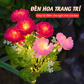 Đèn năng lượng mặt trời trang trí sân vườn, hoa sen tuyết 7 bông, nhiều màu sắc- K2069