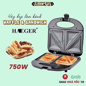 Máy Kẹp Nướng Bánh Mì Haeger, Ép Bánh Sandwich, Làm Đồ Ăn Sáng, Nướng Thịt 2 Mặt Đa Năng