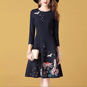 ĐẦM THUN XOÈ THÊU THÊU CHIM CÒ SIÊU VIỆT T&T FASHION - TGT2360P