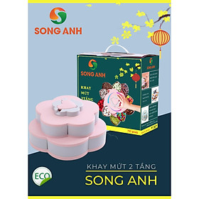 Khay Đựng Mứt Tết 2 Tầng 10 Cánh Xoay SONGANH, Hộp Đựng Bánh Kẹo Ngày Tết -SA18
