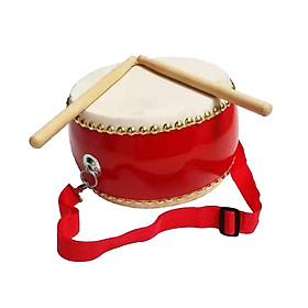 Waist Drum Chinese Drums Percussion Instruments with Drum Sticks Durable Kids Early Learning Rhythm Music Material Hand Drum