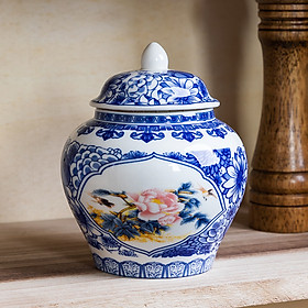 Mua Hũ  Bình Đựng Trà Bằng Sứ Cảnh Đức Trấn Men Lam Vẽ Họa Tiết Mẫu Đơn