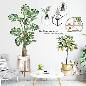 Mua Sticker Giấy Dán Tường Decal Dán tường Tranh Dán Tường Trang Trí Tường Mẫu Chậu Cây Cảnh Phong Cách Vintage ZDB-2187