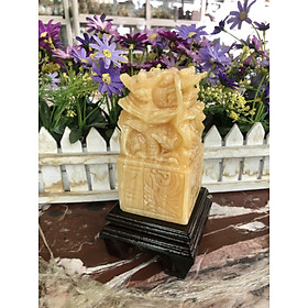 Ấn Rồng phong thủy đá ngọc Hoàng Long - Cao 12 cm