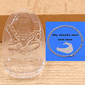 Mặt Phật Hư không tạng 5 cm (size XL) pha lê trắng kèm móc và dây chuyền inox, Mặt Phật bản mệnh