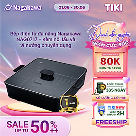 Bếp điện từ đa năng Nagakawa NAG0717 - Kèm nổi lẩu và vỉ nướng chuyên dụng - Hàng chính hãng