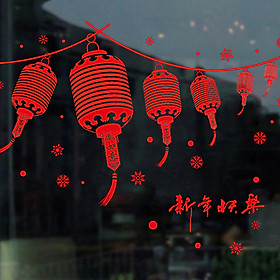 Mua Tranh Decal Dán Kính Trang Trí Tết Nguyên Đán Mừng Năm Mới Happy New Year XH9297
