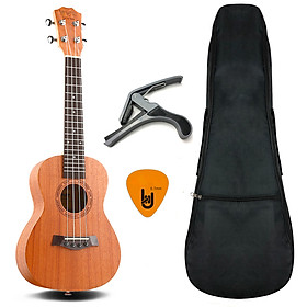 Bộ Đàn Ukulele Concert BWS - Bao, Capo, Móng Gẩy BWS (Bảo trì trọn đời - Uku Gỗ Mahogany trơn cỡ trung 23 inch B-01 - Kèm Sách giáo trình học Ukulele online cơ bản dài 80 trang)