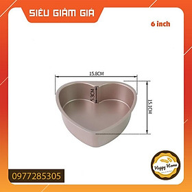 Khuôn hình trái tim đế rời chống dính 6, 8 inch Vàng CHẤT LƯƠNG CAO