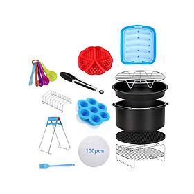 8in Air Fryer Pizza Pan Silicone Mat Skewers Rack Toasting Rack Oil Brush