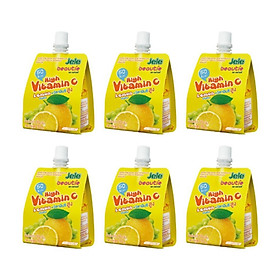 Combo 6 Gói Nước Trái Cây Thạch Jele Beautie Vị Chanh Vitamin C (150g x 6 Gói)