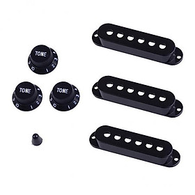 2xSingle Coil Pickup Cover Crontrol Knob Tip for Electric Guitar  Black