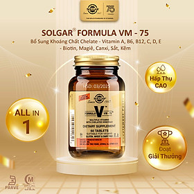 Viên Uống Solgar Formula VM-75 - Chống Oxy Hóa, Bổ Sung Vitamin Và Khoáng Chất, Tăng Cường Chuyển Hóa Năng Lượng 60 viên