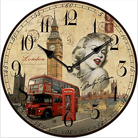 Đồng hồ treo tường Vintage Phong cách Châu Âu size 23cm DH47