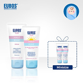 Combo Kem chàm sữa toàn thân cho bé 50ml + kem chống nắng cho bé 50ml EUBOS tặng 2 gel tắm gội cho bé mini size