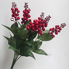 Mua Cây giả - Cụm sơri đỏ 5 nhánh  dài 30cm