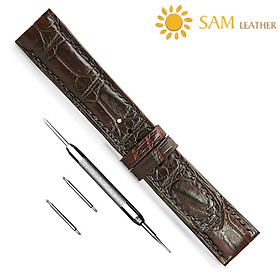 Dây da đồng hồ sam leather sam012snw - dây đeo đồng hồ da cá sấu cao cấp