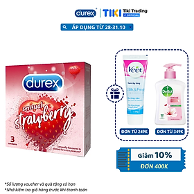 Bao cao su Durex Sensual Strawberry hộp 3 bao