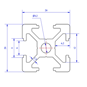 Nhôm định hình 20x20 (LWA-221461400) - Miễn phí cắt theo kích thước yêu cầu (Giá đã bao gồm VAT)