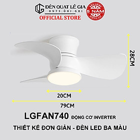 Mua  Mới 2024  Quạt trần cho trần thấp Lê Gia LGFAN740| Quạt trần chung cư hiện đại  | Quạt trần có đèn thiết kế sang trọng mới nhất 2024 { Hàng Chính Hãng