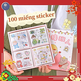 Hộp 100 miếng Sticker dán dễ thương - Văn phòng phẩm - Trang trí đồ vật góc học tập