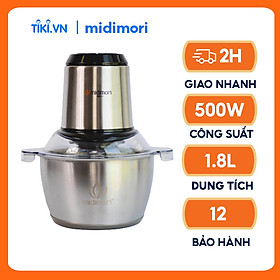 Máy Xay Thịt Đa Năng Thân Inox Chopper Midimori GC-24338 (500W) - Đen - Hàng chính hãng