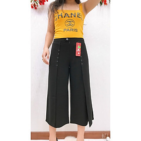 Quân ống rộng nữ-ngố lửng có tà vải MANGO-POLYESTER Nhật CT26