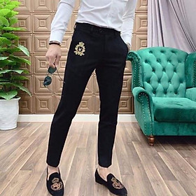 Quần Tây Đen Thêu Họa Tiết Dáng Ôm Ống Côn Vải Chống Nhăn mớii Nhất - ARU SHOP